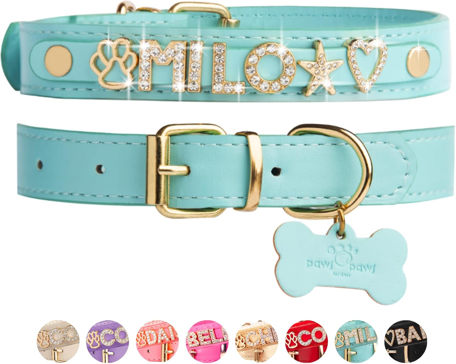 Custom Dog Collar for Extra Large Dogs with Bling and Charm