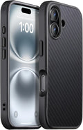 iPhone 16 Case Carbon Fiber Fits MagSafe - Military-Grade Protection