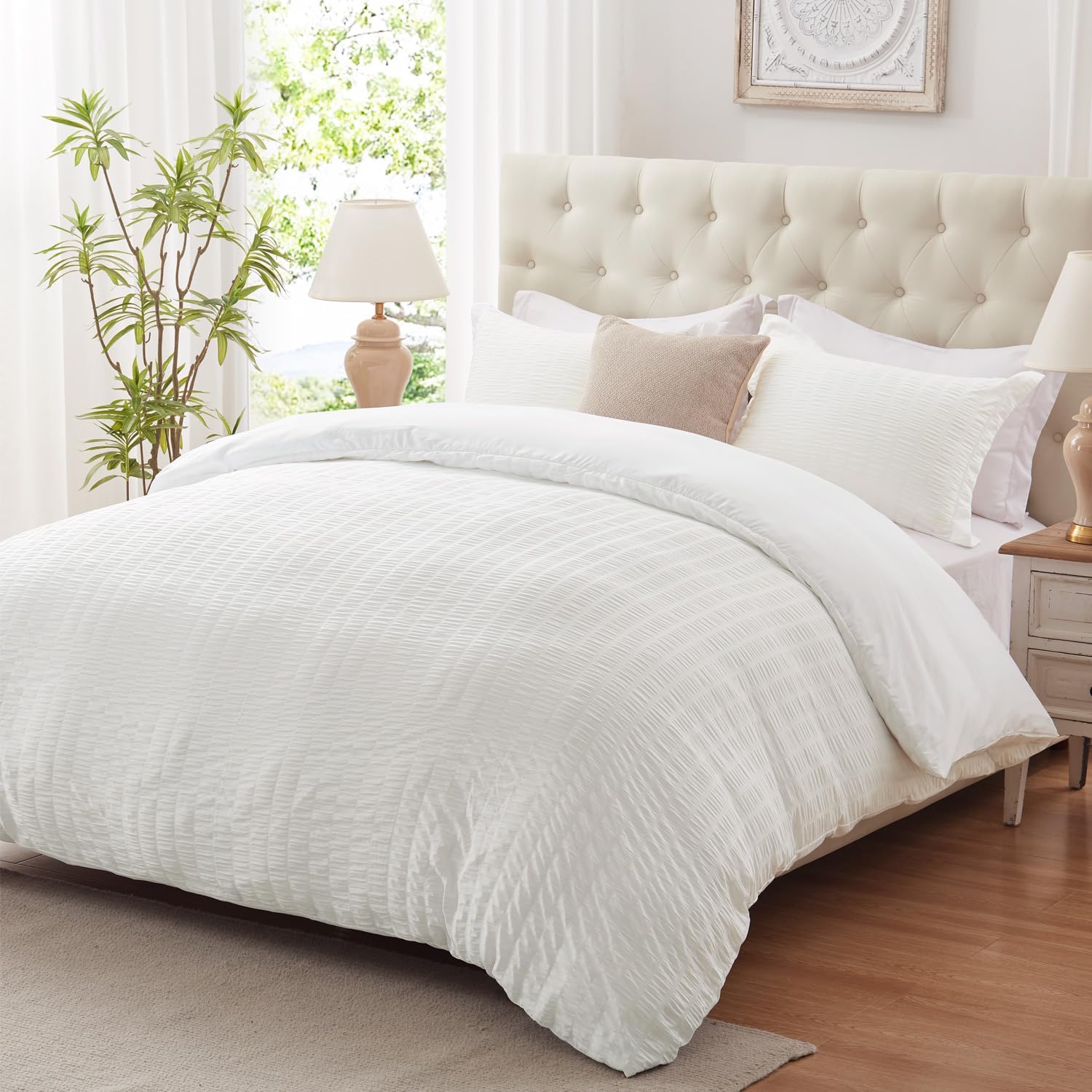 Cozyide White Duvet Cover King Size Set for Elegant Bedrooms
