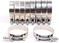 10PCS 133mm-141mm Stainless Steel T-Bolt Clamps for 5in Hose