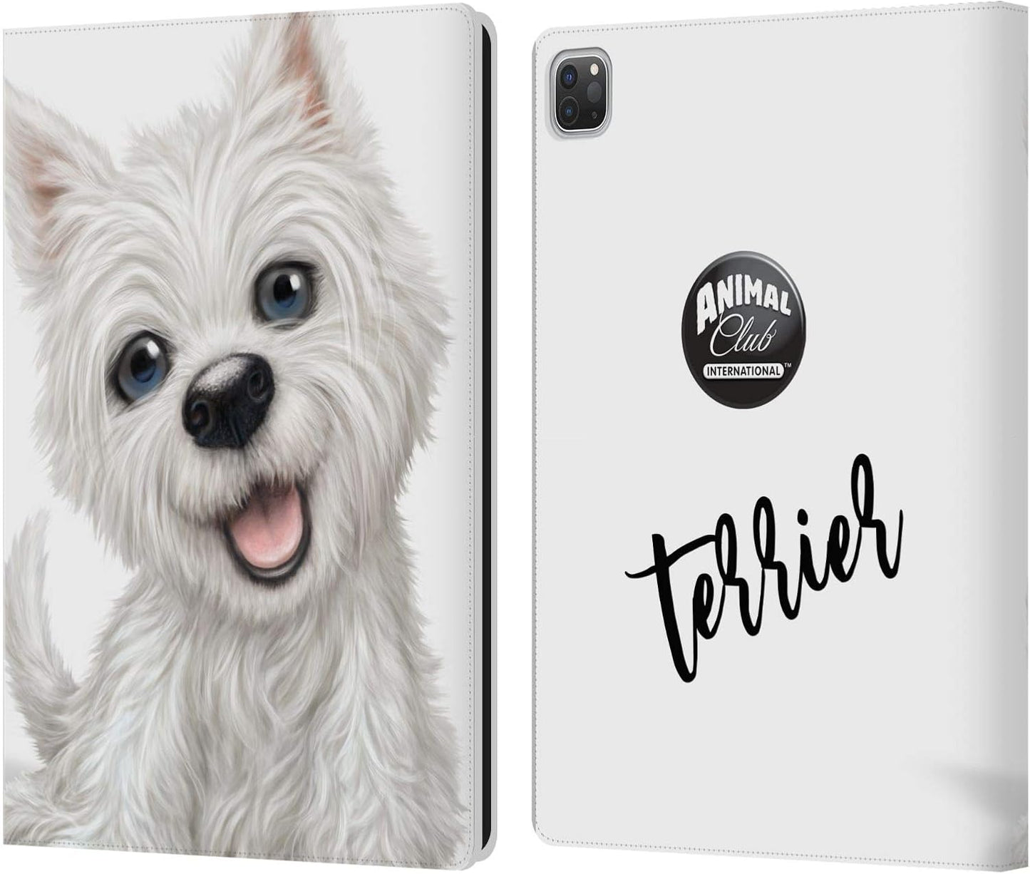 Animal Club International Terrier Faces Leather Wallet Case for iPad