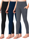 Girls' Athletic Leggings with Pockets - Soft Stretchy Active Tights
