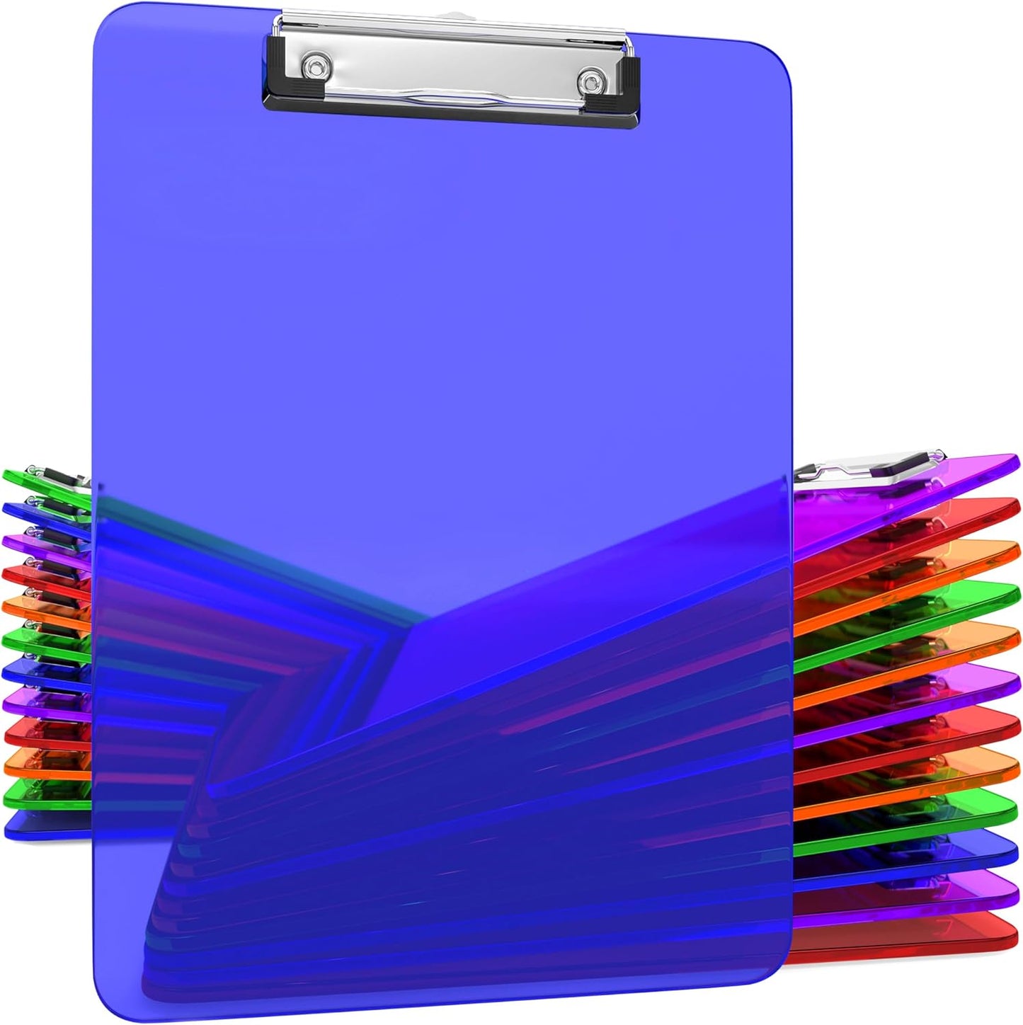 25 Transparent Colored Clipboards for Classroom and Office Use