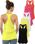 Women's 5 Pack Everyday Flowy Racer Back Tank Tops - Value Pack BONUS