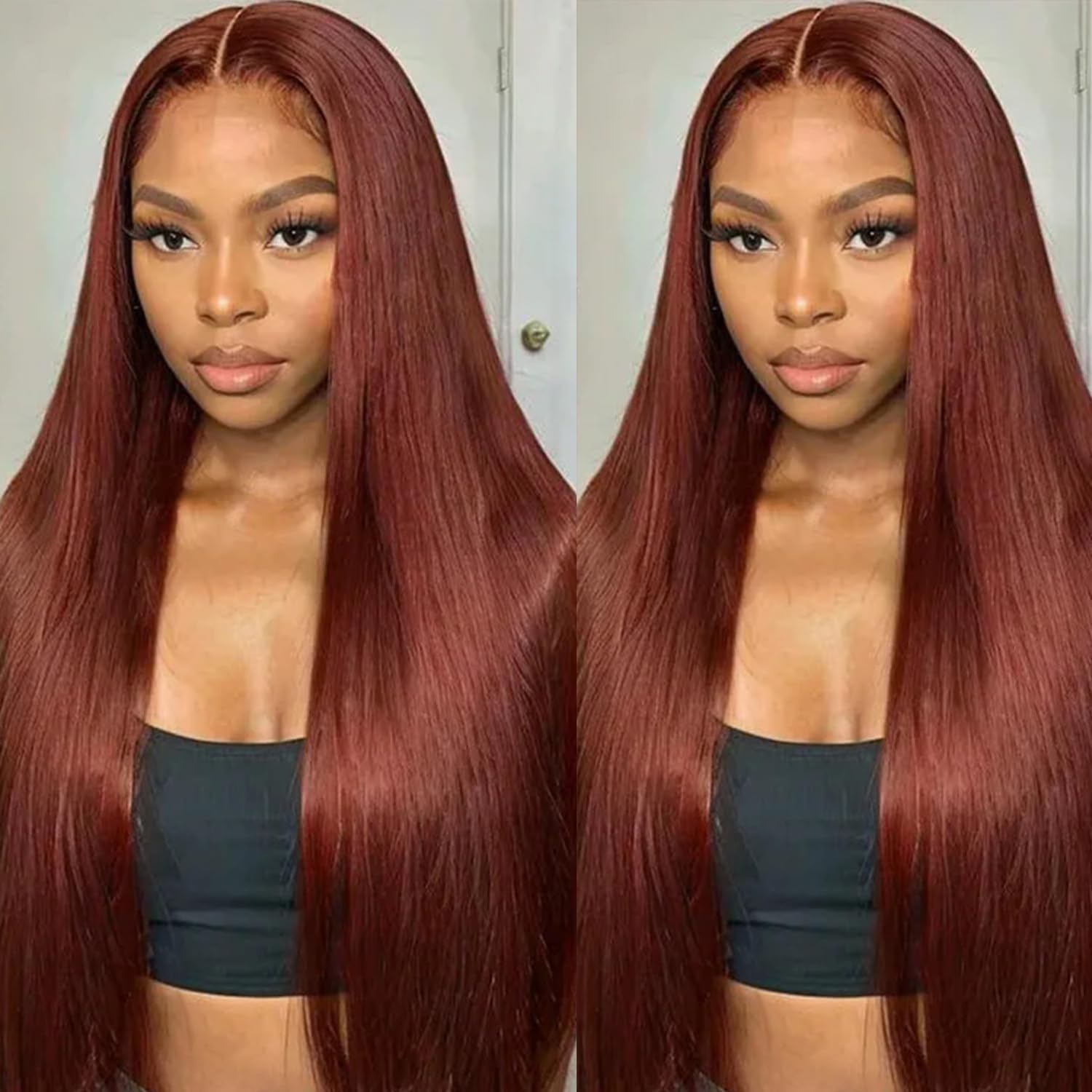 30 Inch Reddish Brown Lace Front Wigs Human Hair for Women