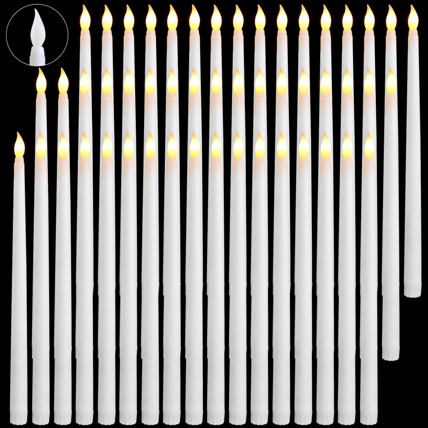 50 Pcs 12.4 Inch LED Flameless Taper Candles for Events