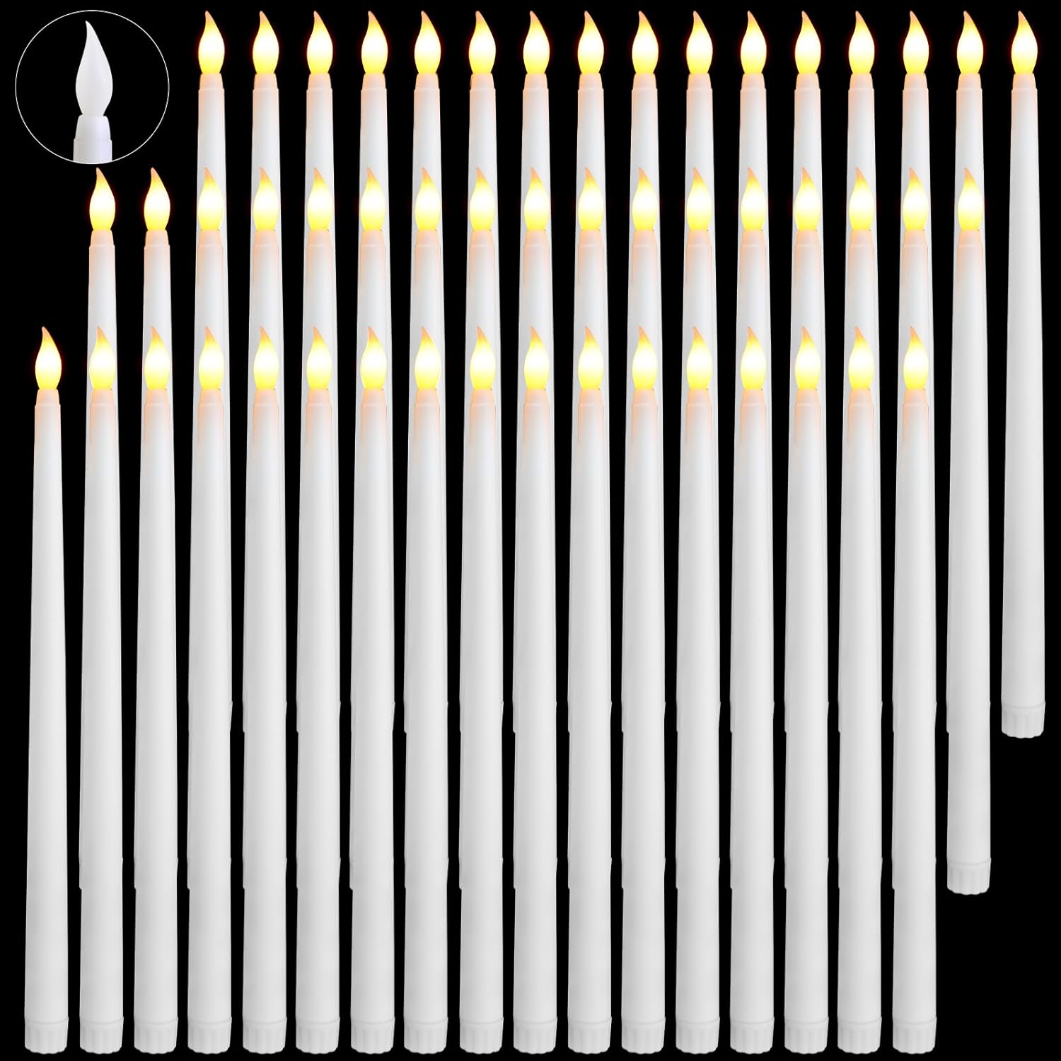 50 Pcs 12.4 Inch LED Flameless Taper Candles for Events