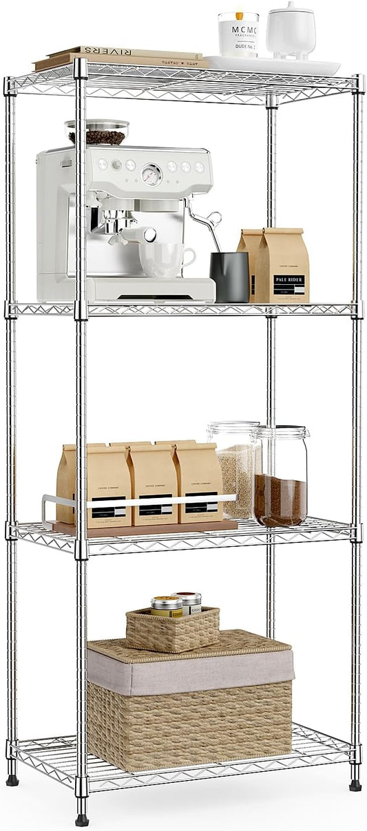 IZEUK 4-Tier Chrome Metal Storage Shelves for Home Organization