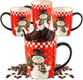 Colorful Snowman Coffee Mugs Set of 4 for Holiday Cheer
