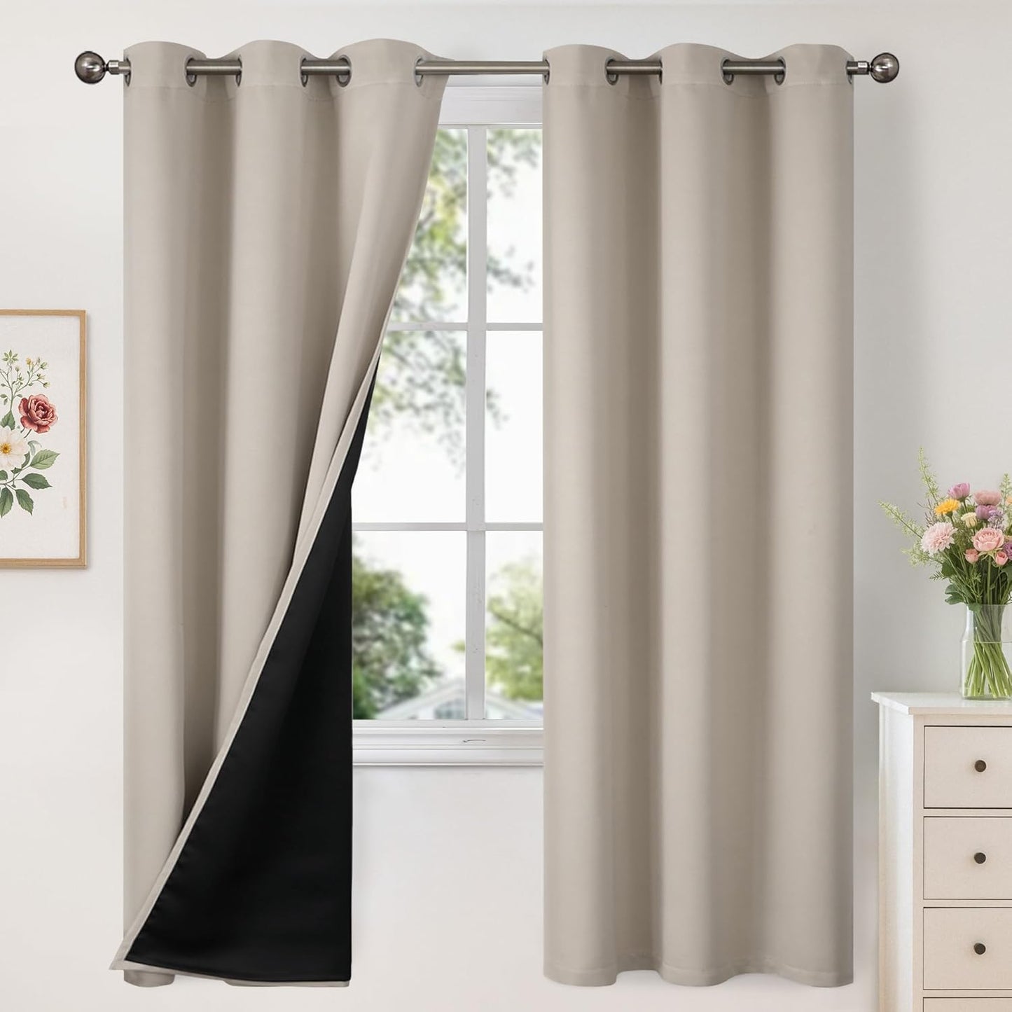 YoungsTex 100% Blackout Curtains for Bedroom and Living Room