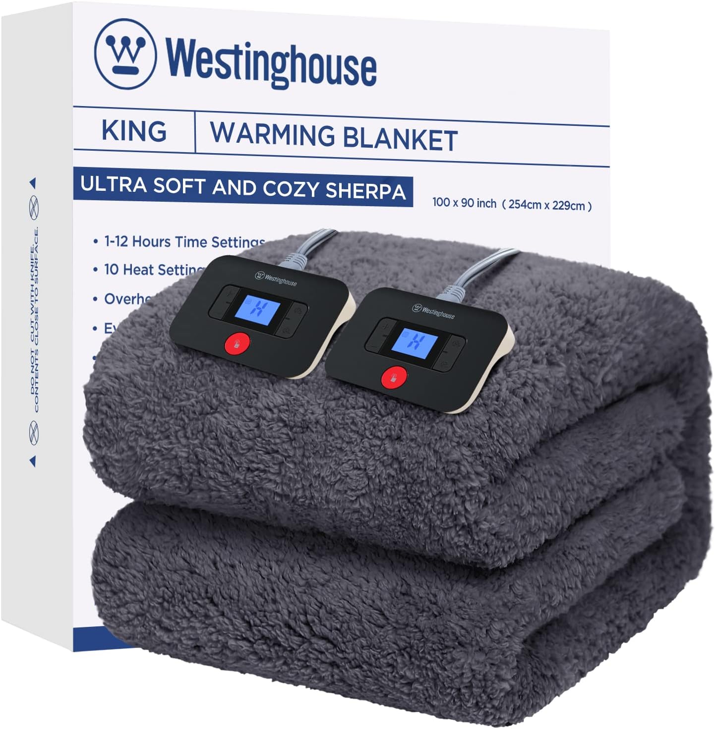 Westinghouse King Size Heated Blanket with Plush Sherpa Comfort