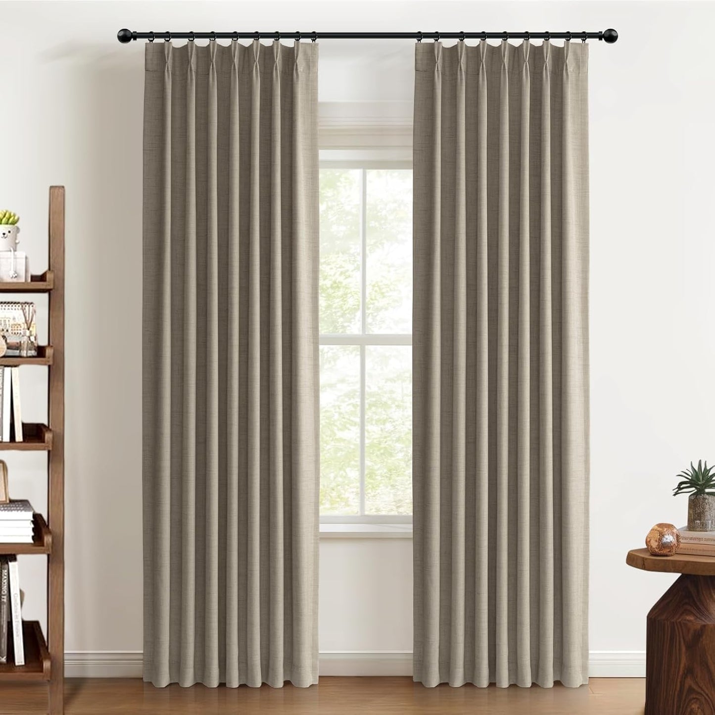 100% Blackout Shield Polyester Pinch Pleated Curtains Set