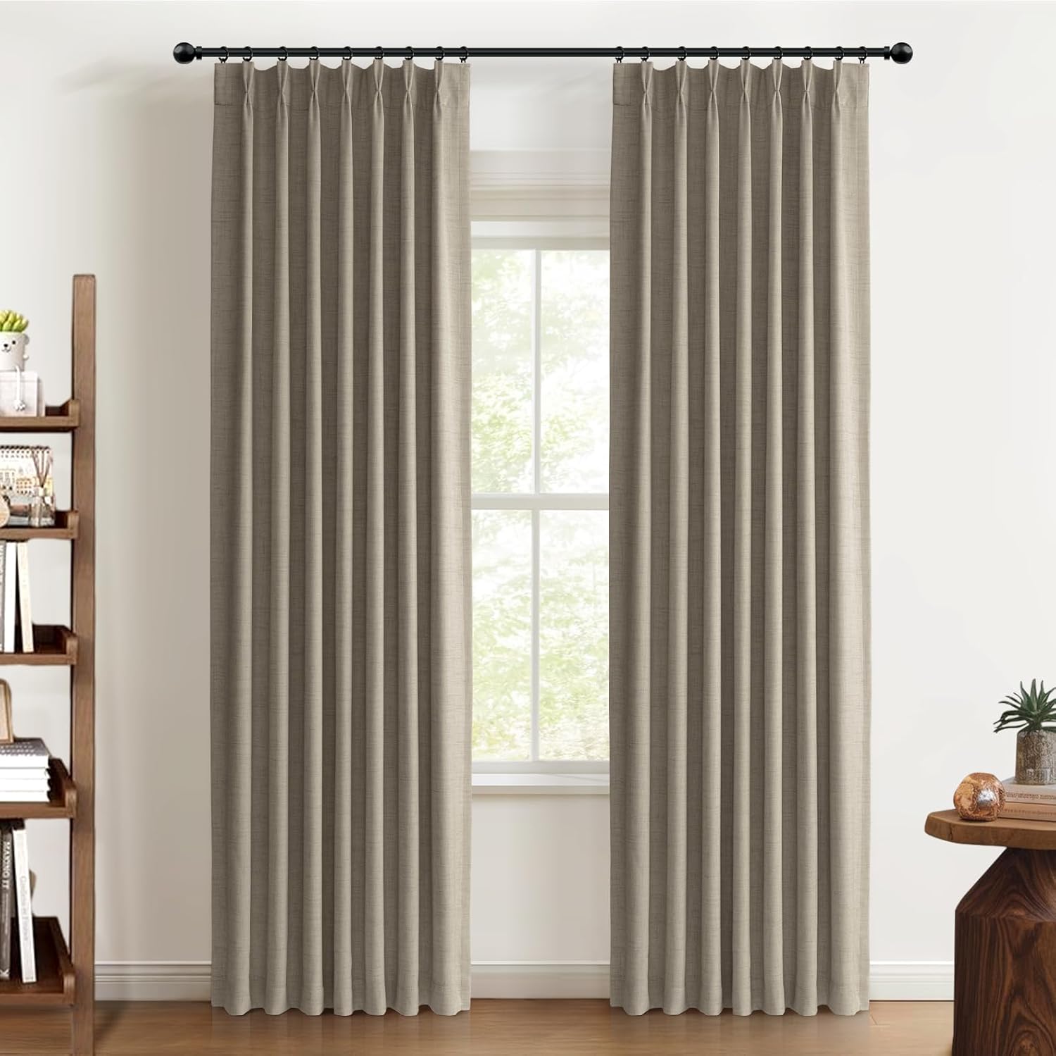 100% Blackout Shield Polyester Pinch Pleated Curtains Set