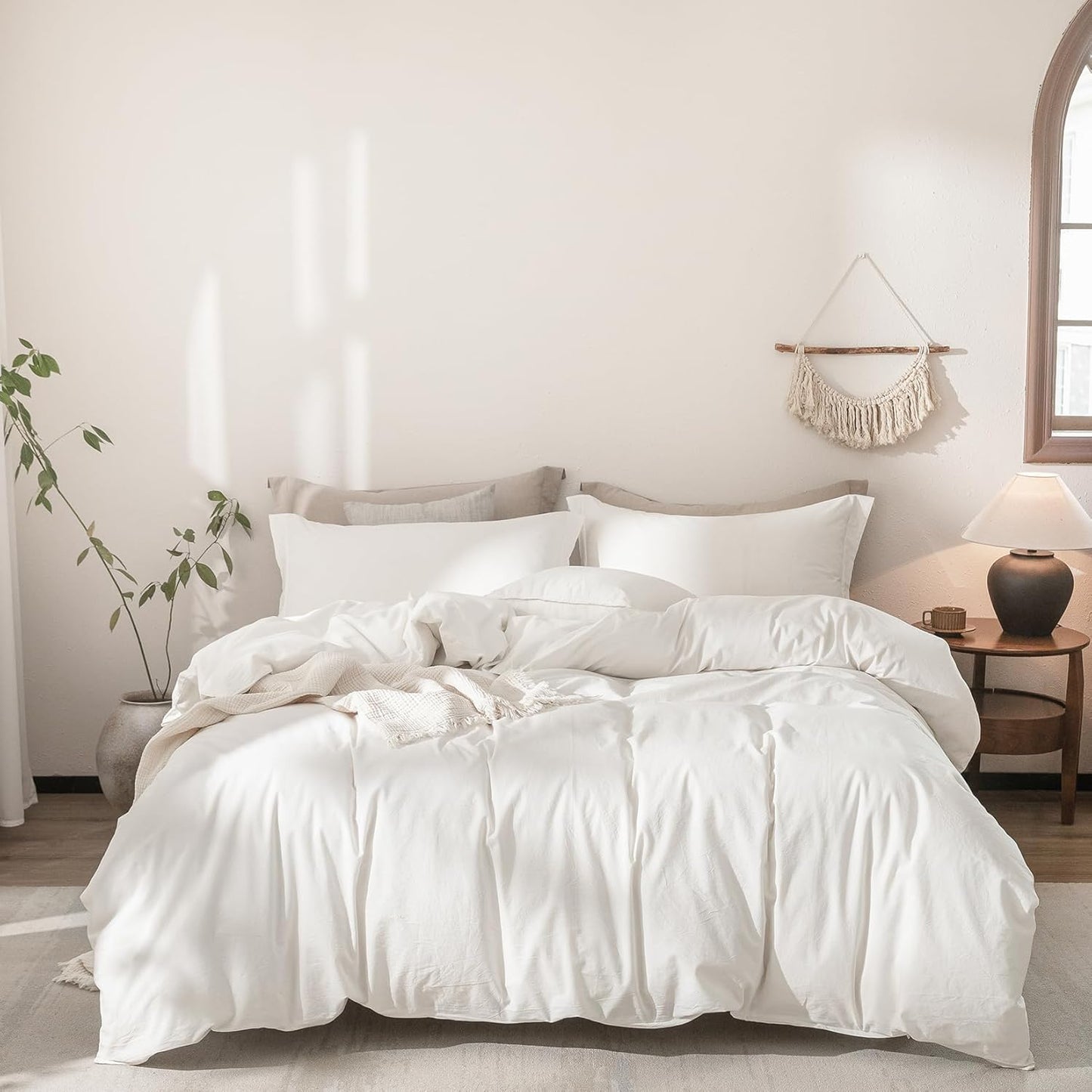 Linen Feel Duvet Cover Super King Plus Size for Luxurious Sleep
