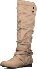 Knee High Boots for Women Flat Suede Warm Side Zipper - Stylish