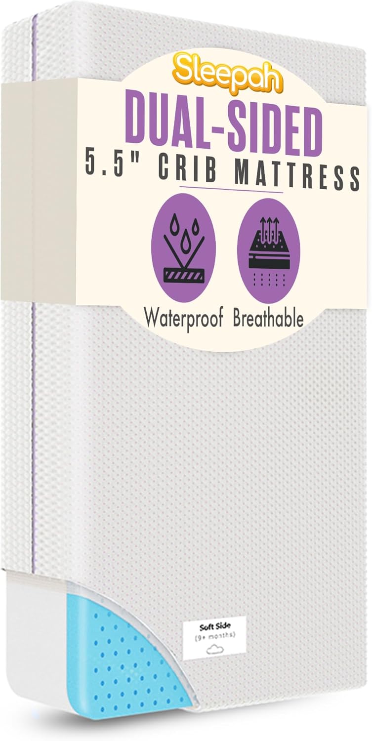 Sleepah 5.5 Crib & Toddler Bed Mattress with Cooling Memory Foam