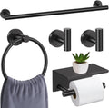 5 Pieces Matte Black Bathroom Hardware Set - Modern Matte Finish
