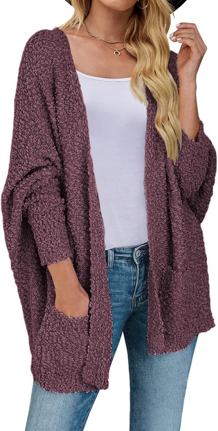 MEROKEETY Women's Winter Fuzzy Popcorn Cardigan Sweater Coat