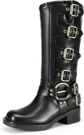 DREAM PAIRS Women's Knee High Riding Boots - Square Toe, Buckles