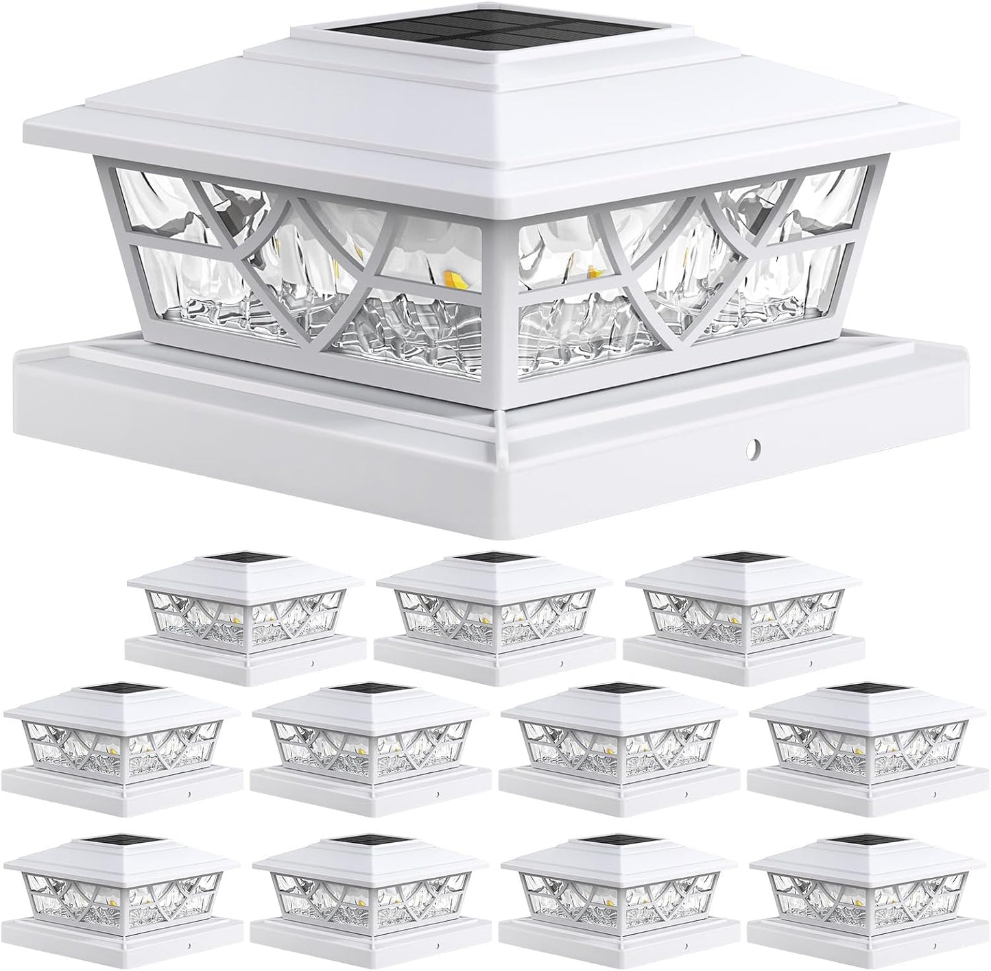 APONUO Solar Post Cap Lights for 4x4 5x5 6x6 Fences - 12 Pack