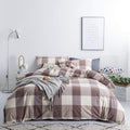 SUSYBAO 100% Washed Cotton King Checkered Duvet Cover Set