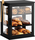 Black Bread Box for Kitchen Countertop - Large 3-Layer Organizer