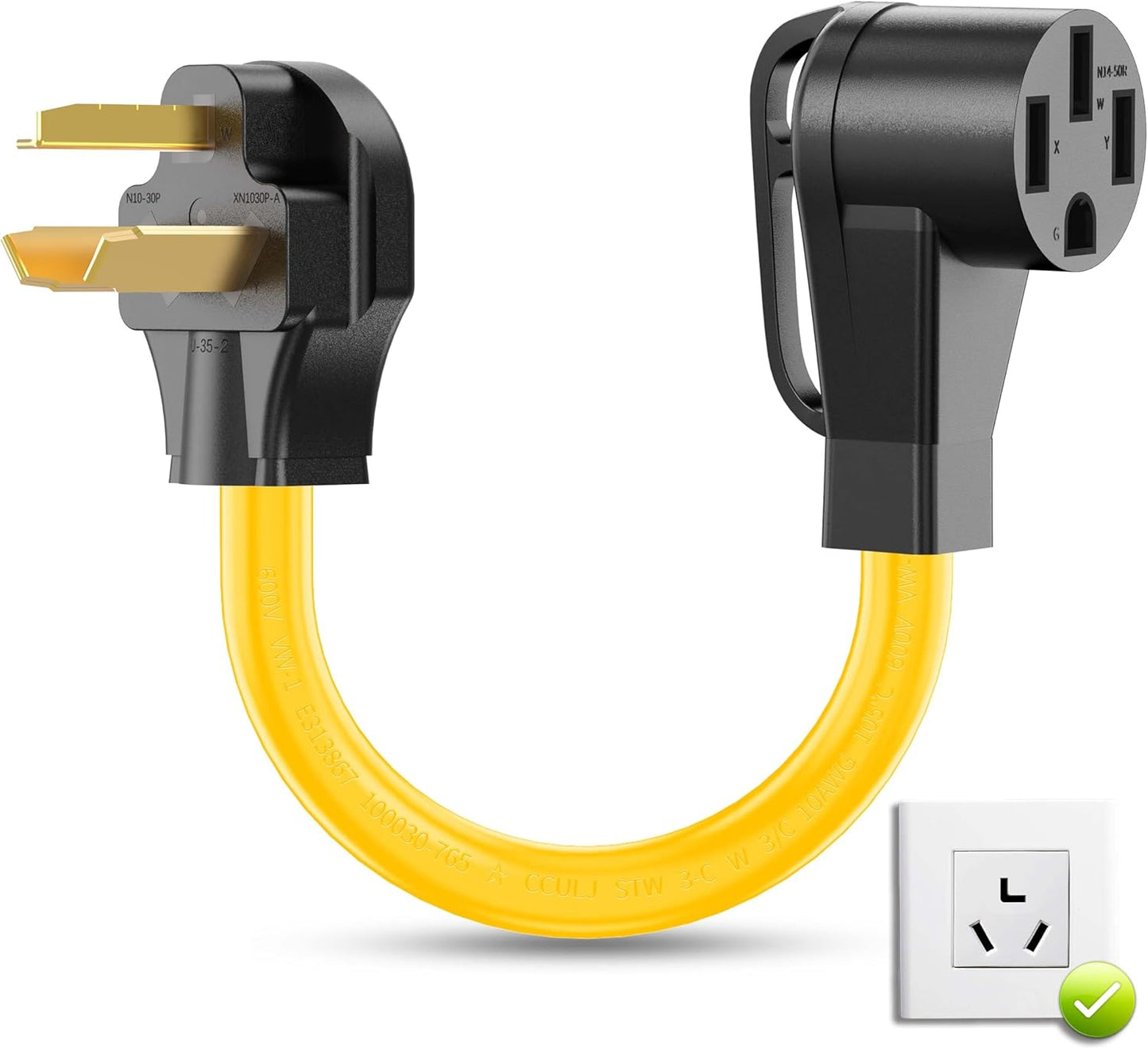 YOMILINK 30A Dryer to 50A EV Adapter Cord