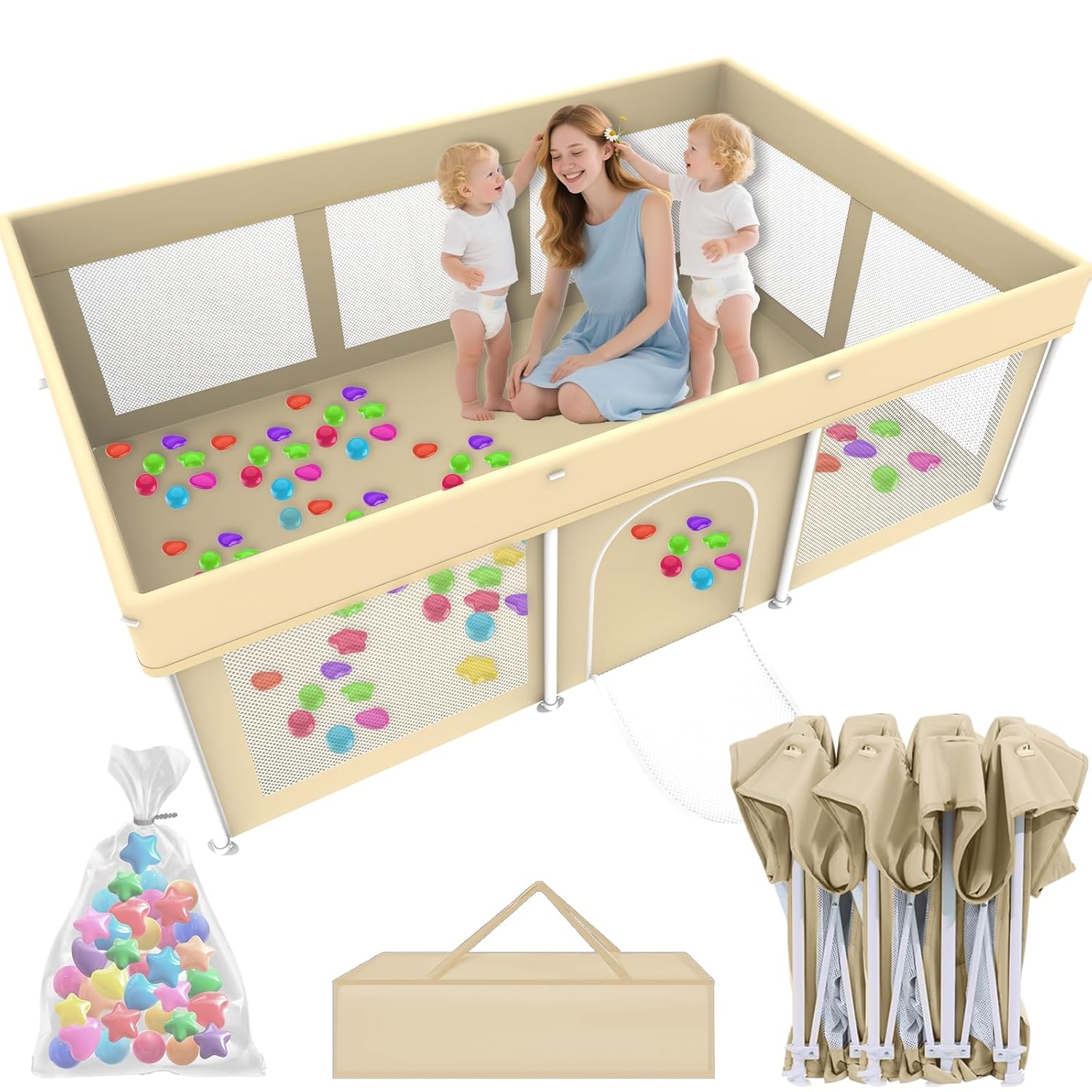 Foldable Large Baby Playpen for Safe Indoor and Outdoor Fun