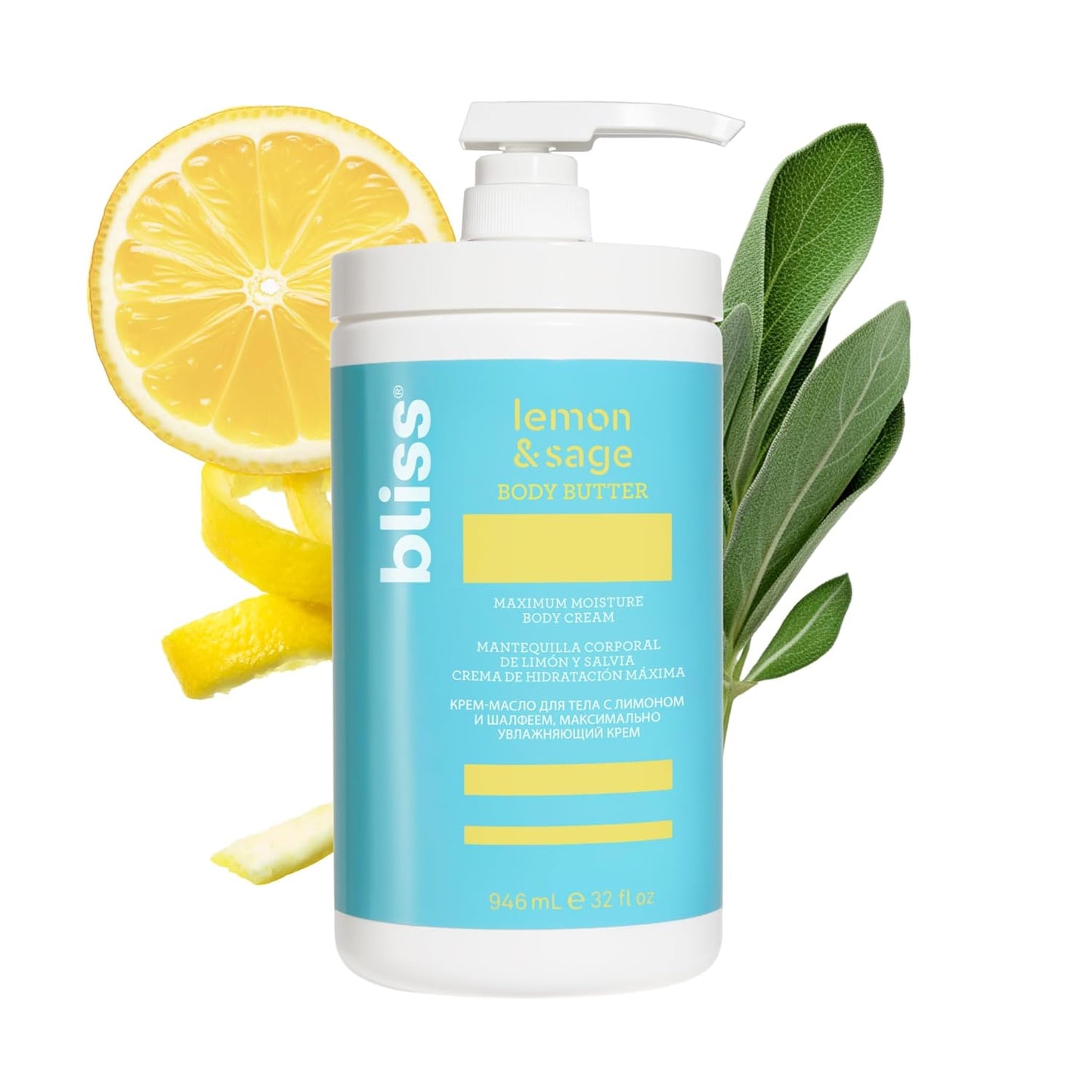 Lemon and Sage Body Butter - Maximum Moisture Cream for Skin