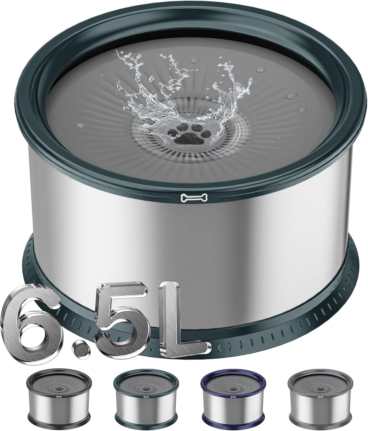 1.6 Gallon Stainless Steel Dog Water Bowl for Large Dogs