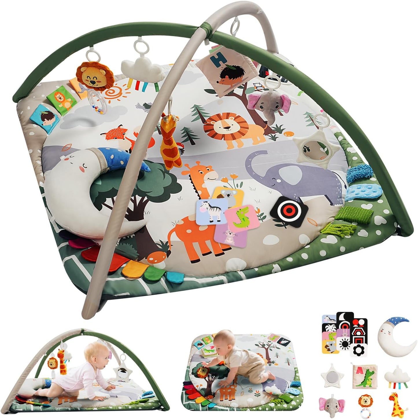 Baby Play Gym with 4 Developmental Zones for Newborns