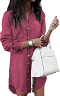 Zilcremo Women Denim Shirt Dress - Casual Button Down Tunic X-Large