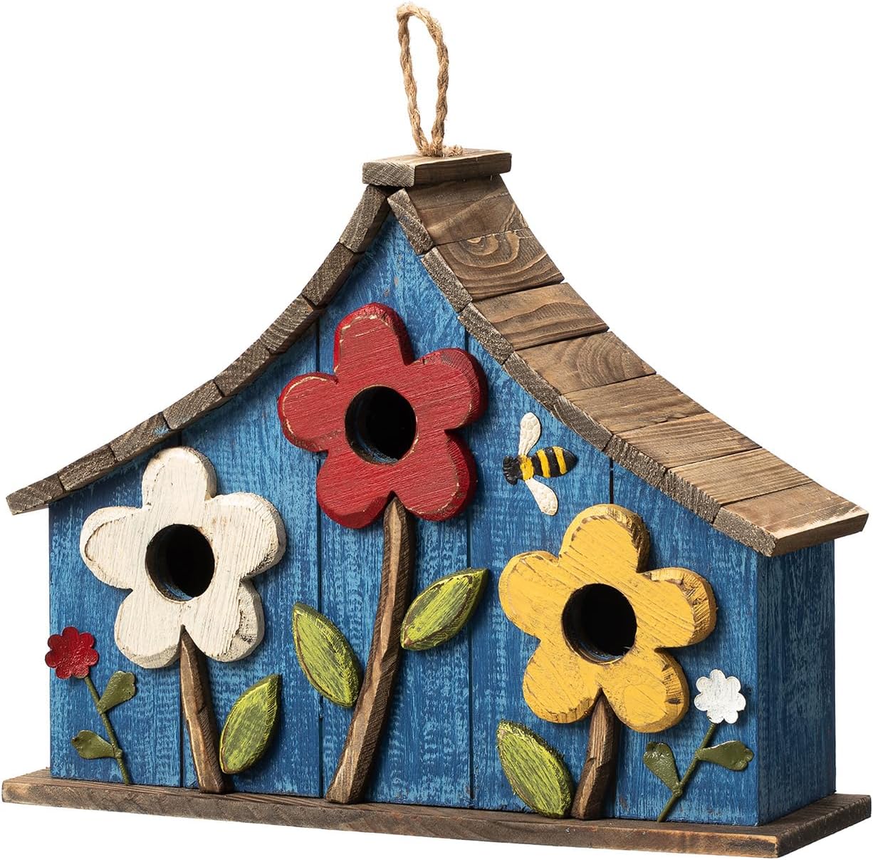 Glitzhome Bird Houses for Outside - Rustic Three-Story Villa