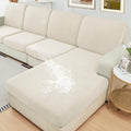 Waterproof Velvet L-Shape Couch Cushion Covers for Sectional - Ivory