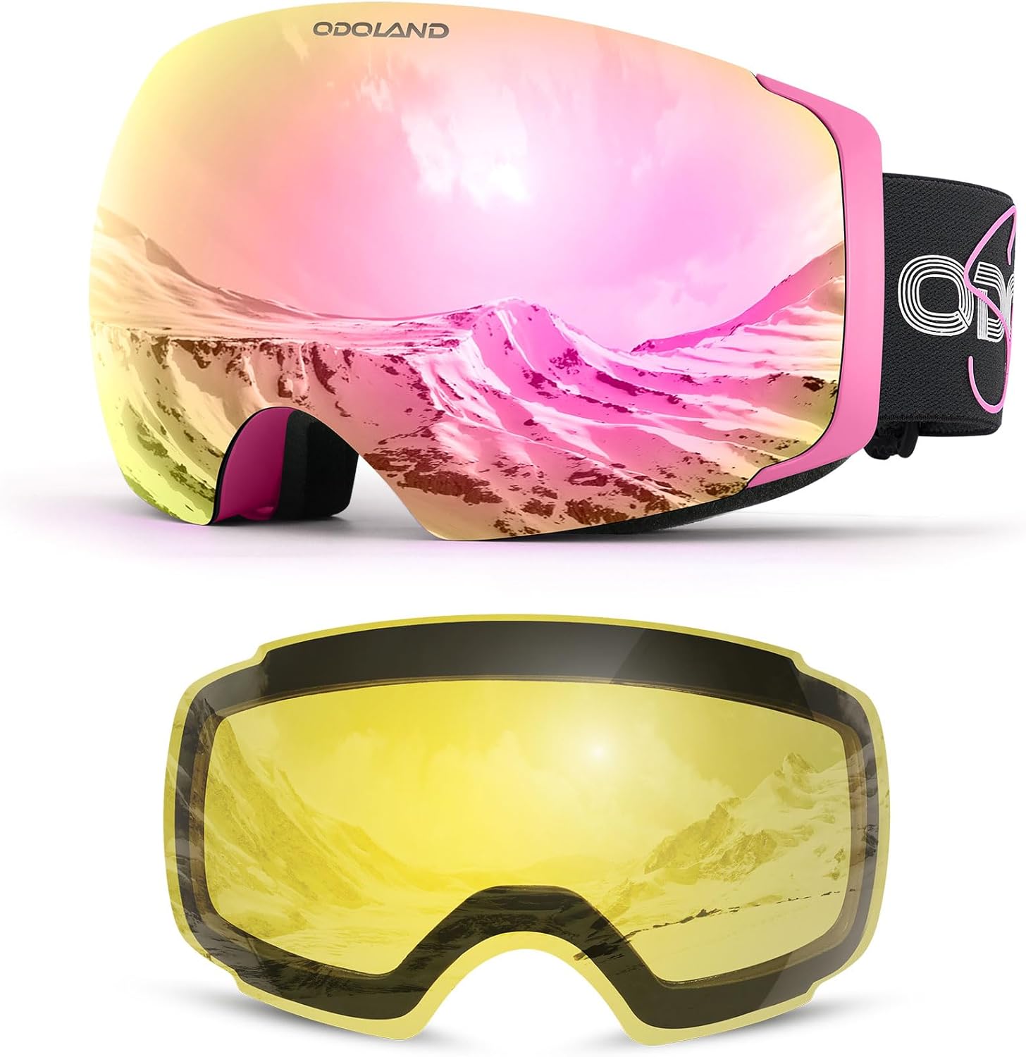 Odoland Magnetic Interchangeable Ski Goggles for All Weather