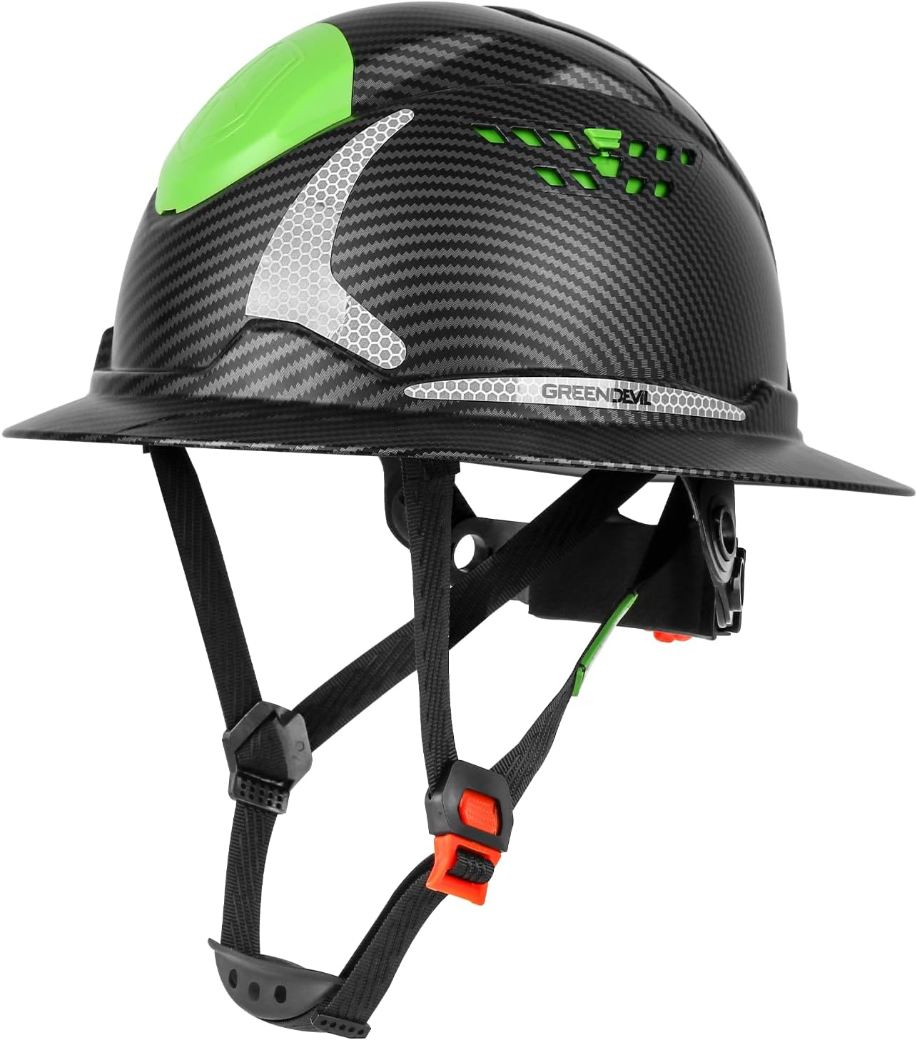 GREEN DEVIL Matrix Full Brim Hard Hat with Headlight for Safety