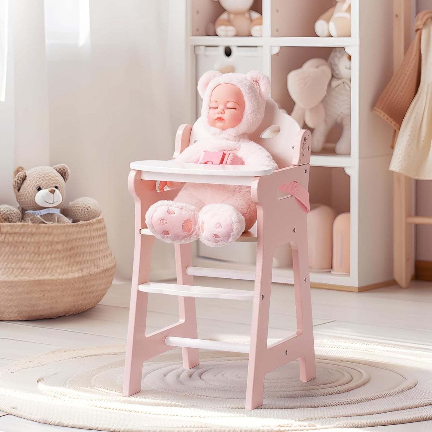 ROBUD Pink Baby Doll High Chair - Securely Seat Your Doll!