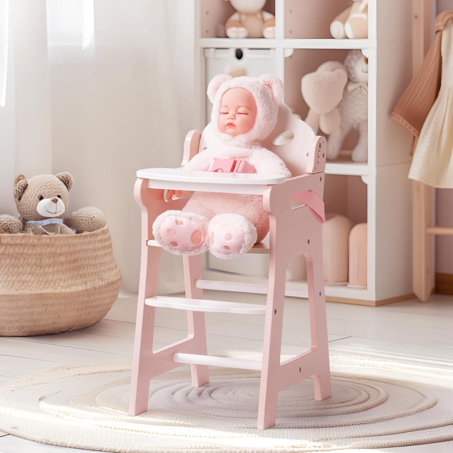 ROBUD Pink Baby Doll High Chair - Securely Seat Your Doll!