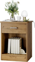 FOTOSOK Nightstand 2-Tier Side Table with Drawer and Shelf - Compact