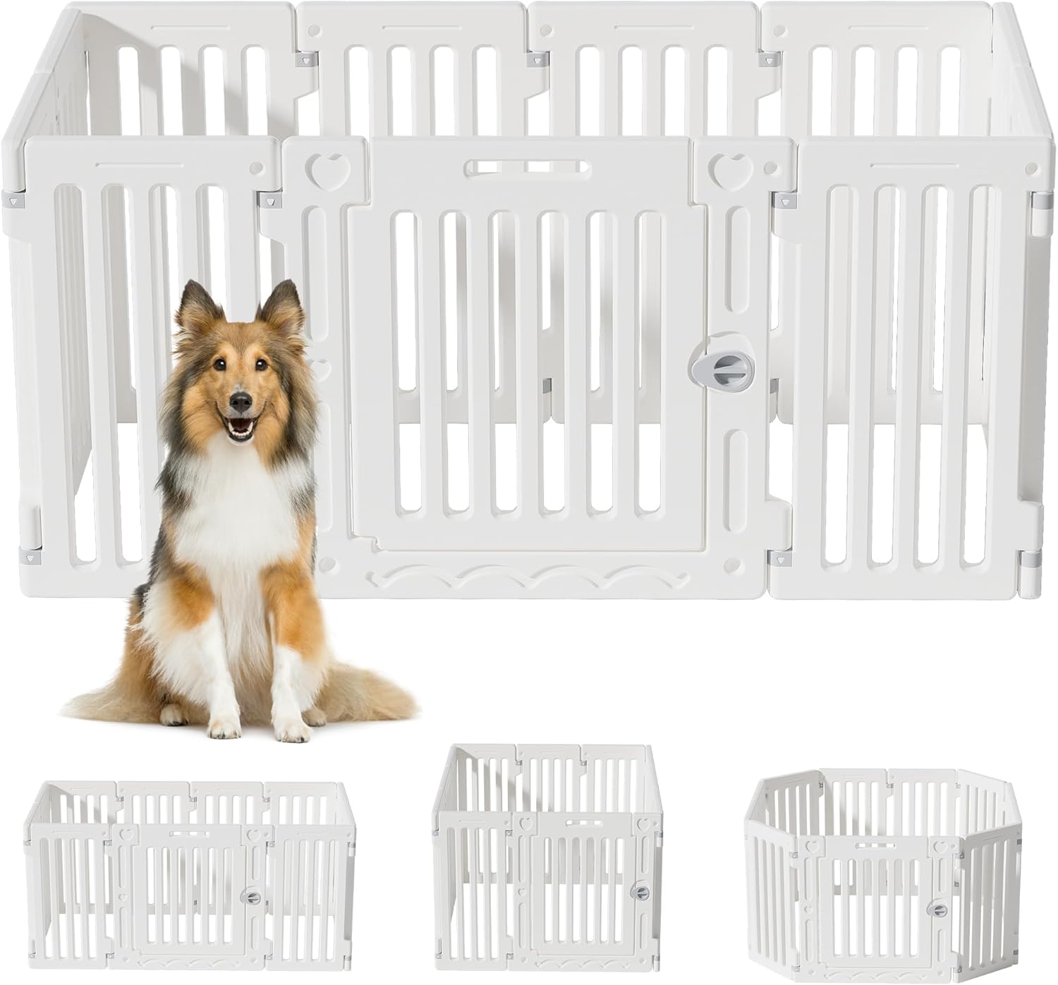 Dog Playpen with Door, Easy Assembly 10-Panel Pet Fence