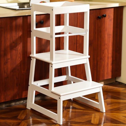 Kids Kitchen Step Stool with Safety Rail for Little Helpers