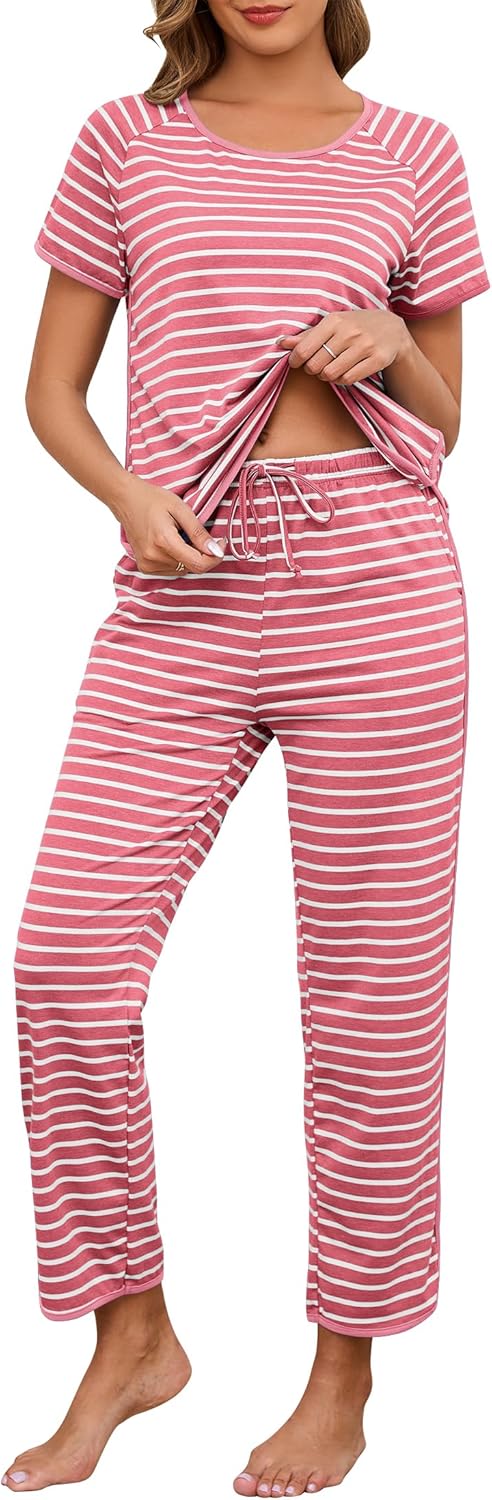 Womens Pajama Sets Cotton 2 Piece Lounge Set for Comfort