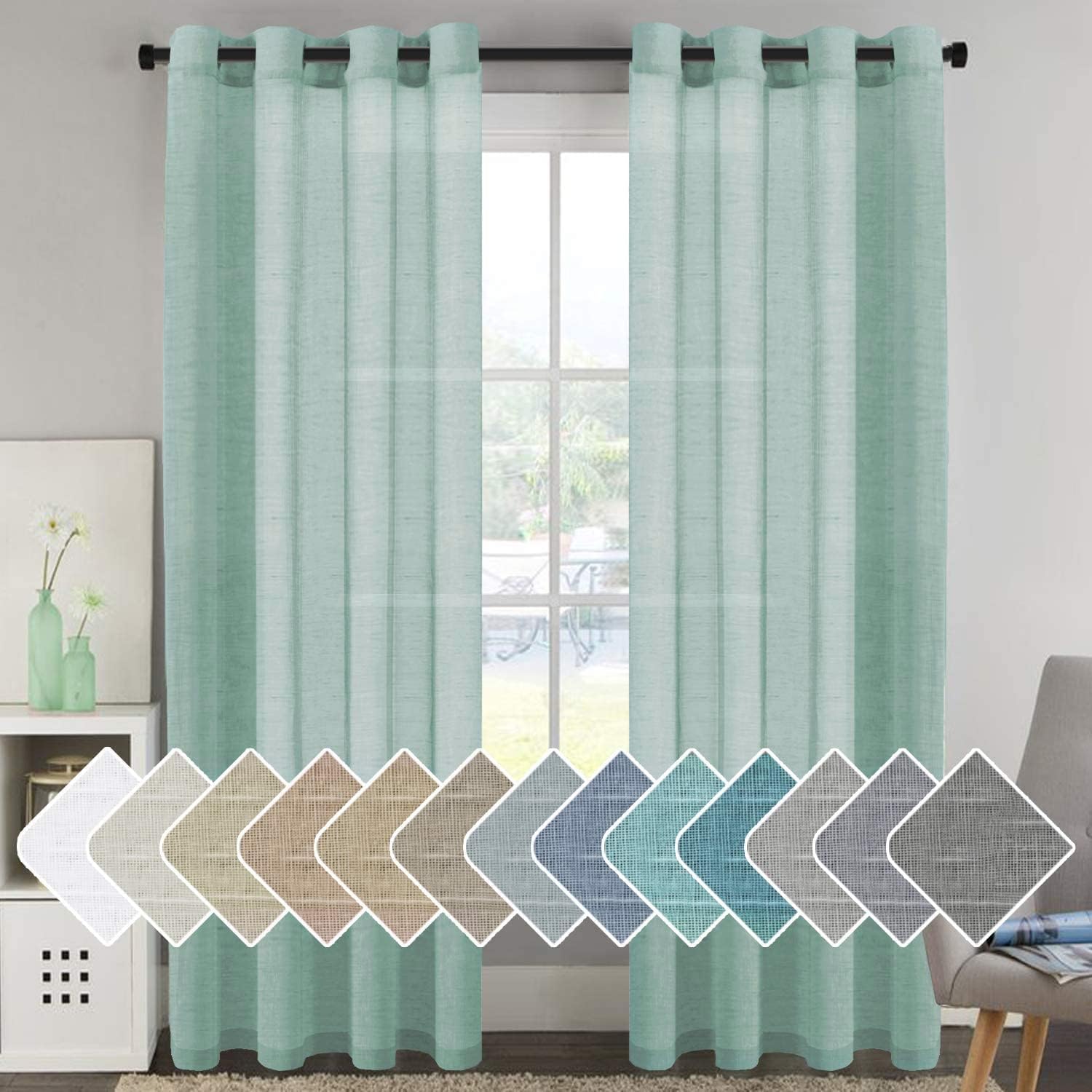 Natural Linen Semi-Sheer Curtains for Elegant Home Decor
