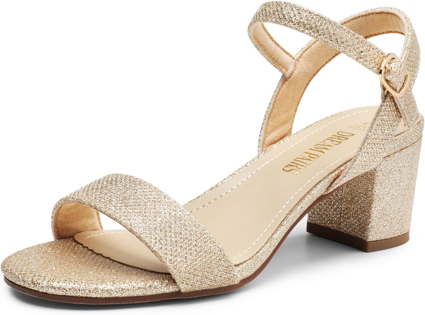 DREAM PAIRS Women's Low Heels Block Open Toe Ankle Strap Sandals