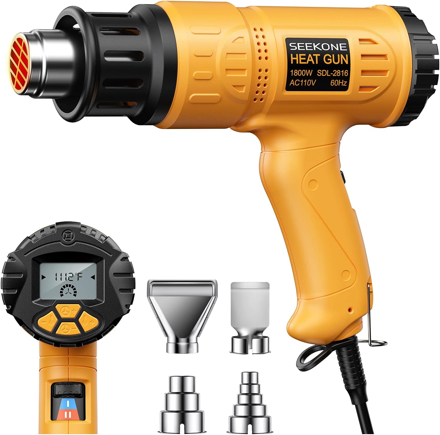SEEKONE 1800W Heat Gun Kit with LCD Display and Nozzles