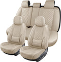 Leather Car Seat Covers Full Set Breathable Waterproof - Comfortable