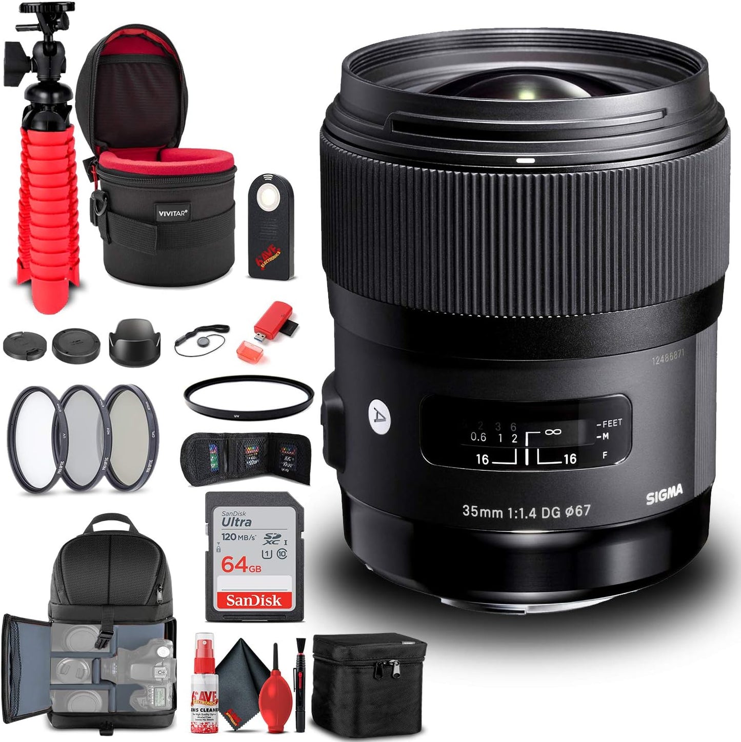Sigma 35mm f/1.4 DG HSM Art Lens for Nikon F - Complete Bundle
