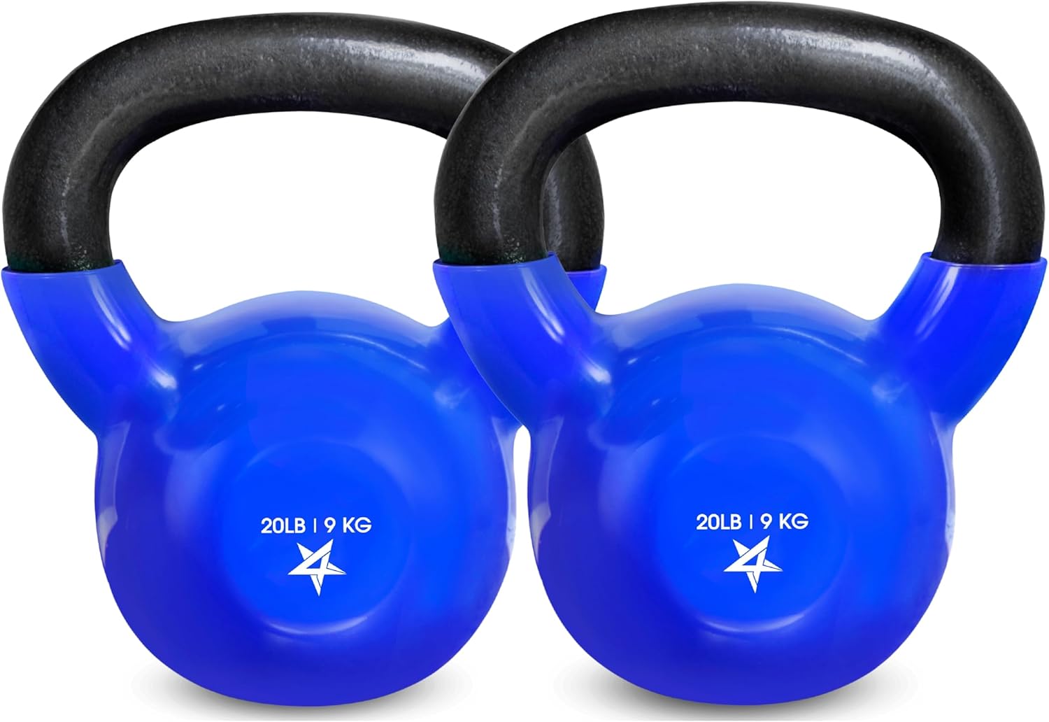 Yes4All Kettlebell Set of 2, 20 LB Vinyl Coated Cast Iron