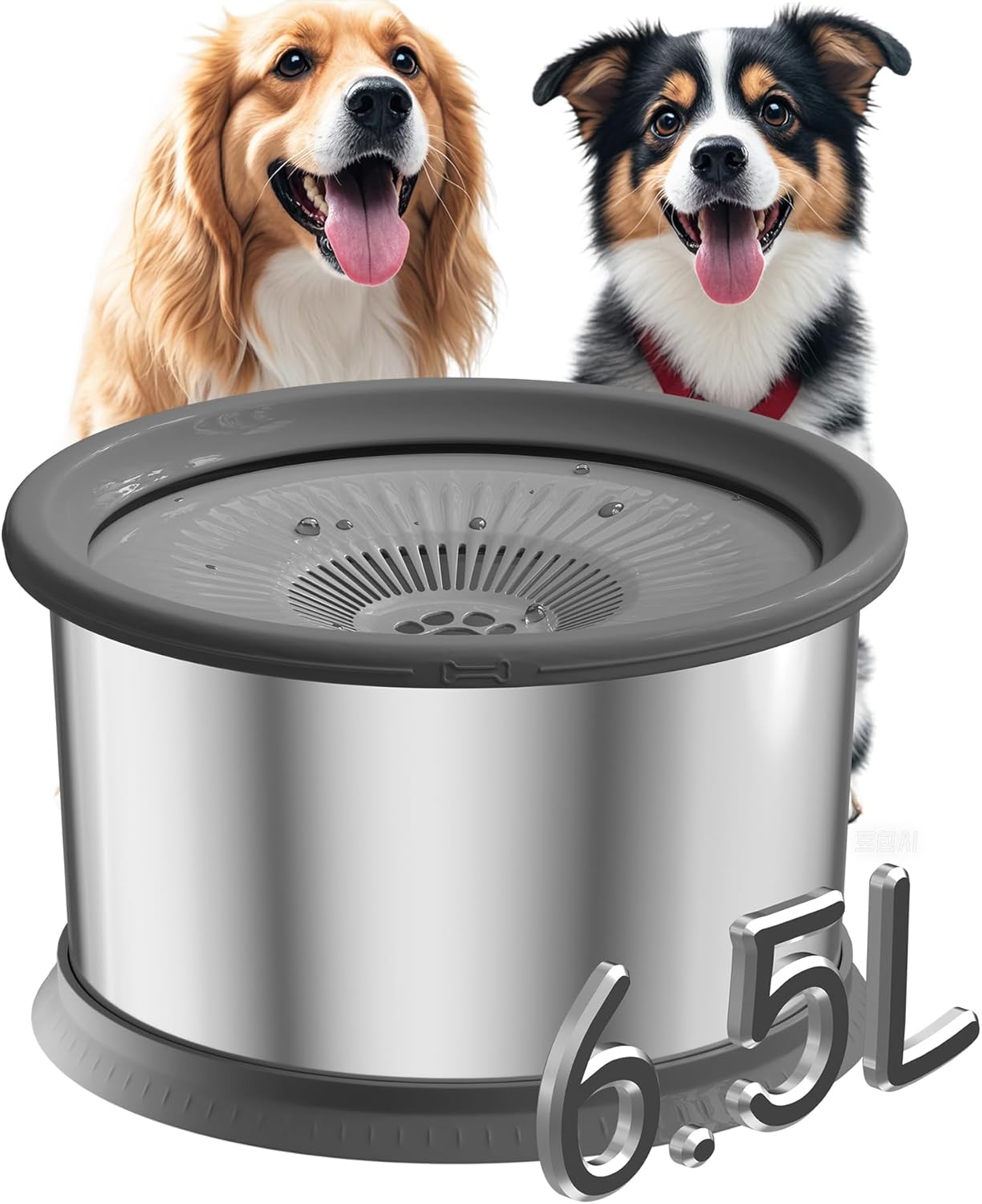6.5L Dog Water Bowl No Spill for Large Dogs with Anti-Slip Mat