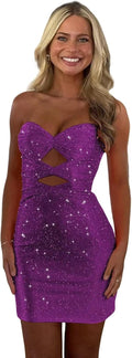 Sparkly Sequin Homecoming Dress for Teens Strapless Short 2025